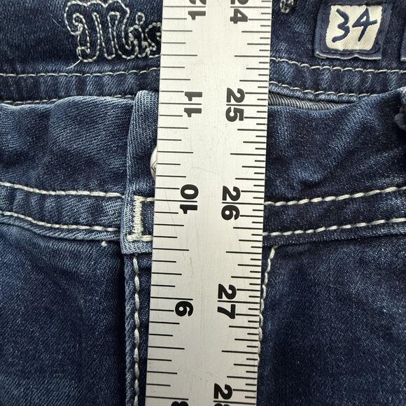 Miss Me Jeans Womens 34 Blue Mid Rise Easy Boot Boho Embroidered Dreamcatcher - Picture 8 of 13